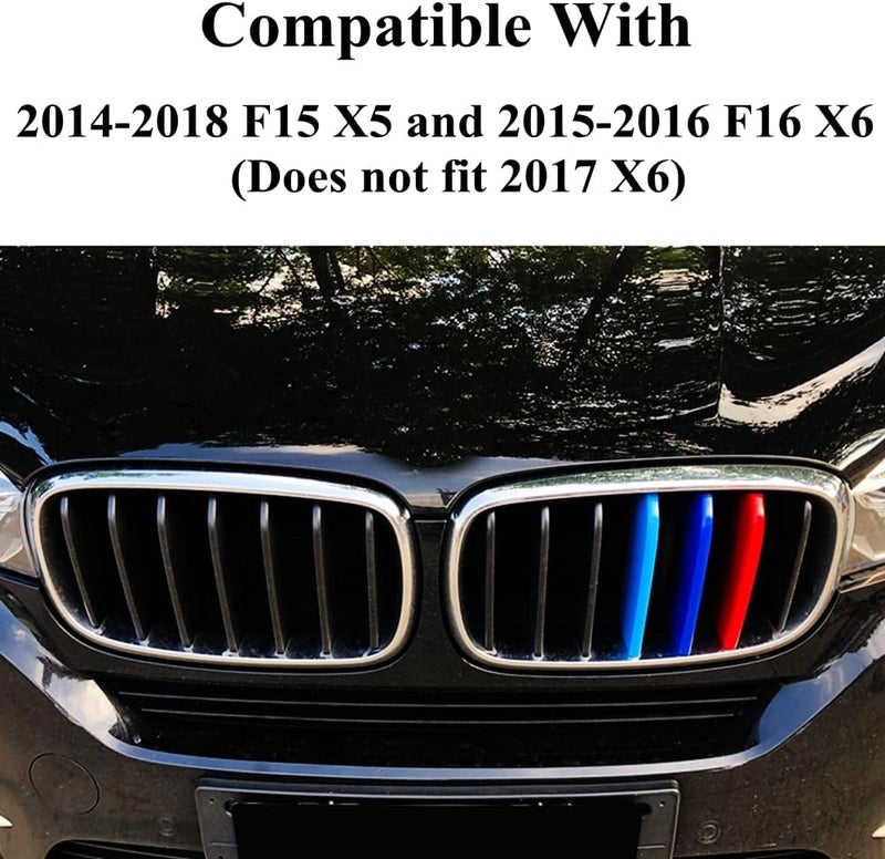 Goodream Tricolored Grille Insert Trims Compatible With 2014-2018 F15 X5 and 2015-2016 F16 X6 (Does not fit 2017 X6) Center Kidney Grill (7Beams) - Image 4